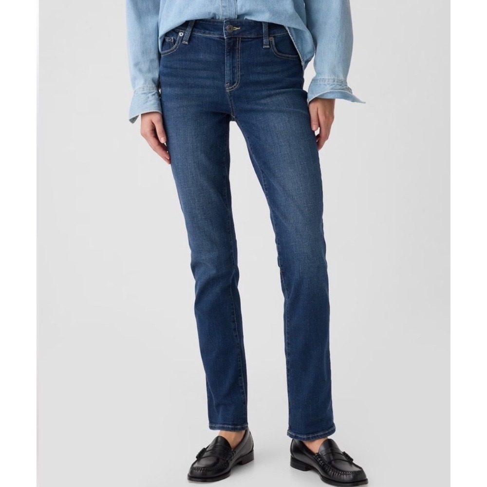 GAP Classic Straight Leg Mid-Rise Stretch Jeans Dark Wash Indigo 10/30R NWT